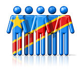 Flag of Democratic Republic of the Congo on stick figure