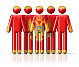 Flag of Montenegro on stick figure