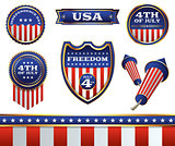 4th of July Badges and Elements Illustration