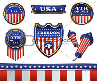 4th of July Badges and Elements Illustration