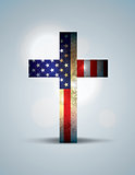 Christian Cross and American Flag Illustration
