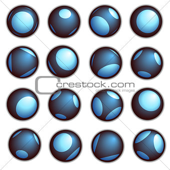 techno ball button in blue on a white background