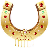 Golden Horseshoe decorated with precious stones and flowers