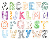 Children kids letter hand drawn cartoon alphabet