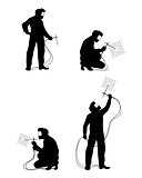 Four welders silhouettes