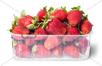Freshly strawberries in a plastic tray