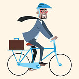 Black businessman on bike rides to work
