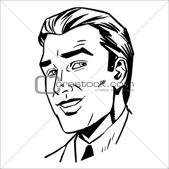 man face smiling sketch graphics