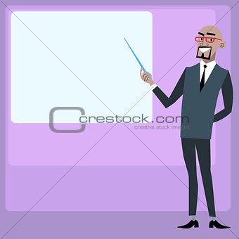 African businessman holding presentation screen