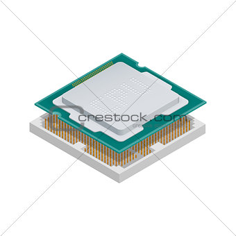 Processor isometric detailed icon
