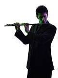 man playing  transverse flute player  silhouette