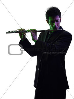 man playing  transverse flute player  silhouette