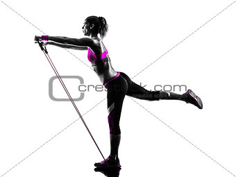 woman fitness resistance bands exercises silhouette