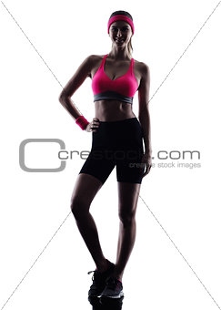 sexy beautiful woman fitness standing silhouette