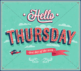 Hello Thursday typographic design.