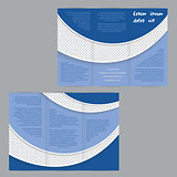 Tri-fold flyer brochure template with blue waves
