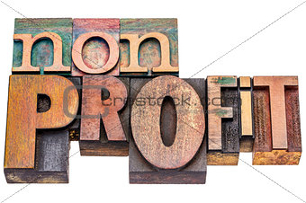 nonprofit word abstract in wood type