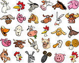farm animals cartoon heads big set