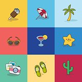 Collection of Summer Icons in Flat Design