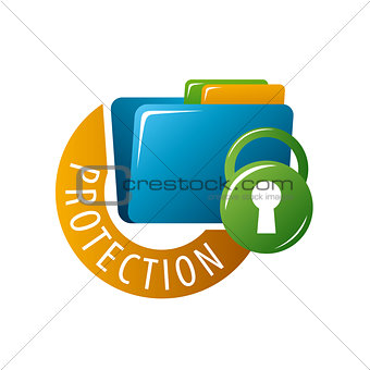 vector logo folder with documents protected