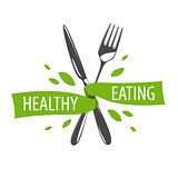 vector logo fork and knife for a healthy diet
