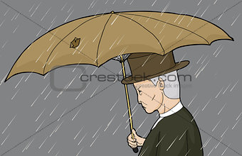 Man with Hole in Umbrella