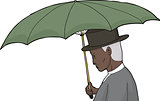 Isolated Man Holding Umbrella