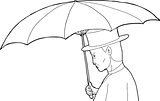 Outline of Man with Umbrella