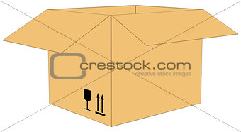 Open cardboard box. Vector illustration