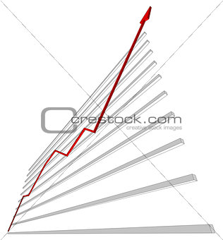 Diagram with red curve. Vector illustration