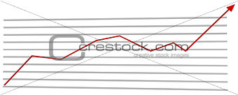 Diagram with red arrow up. Vector illustration