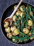 rustic boiled potato in mustard and bean