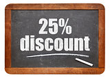  twenty five percent discount blackboard sign
