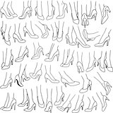 Woman Feet With High Heel Shoes Pack Lineart