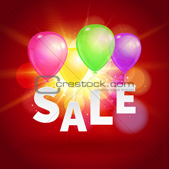 Sale with balloons and flare