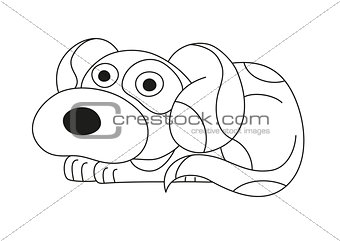 Cartoon puppy, coloring book page for children