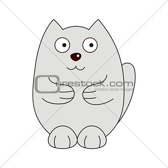 Vector illustration of grey funny fatty cat