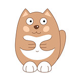Vector illustration of brown funny fatty cat
