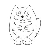 Vector illustration of funny fatty cat, coloring book page