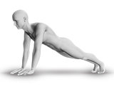 3D male figure with partial skeleton in yoga pose