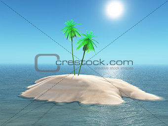 3D Palm tree island