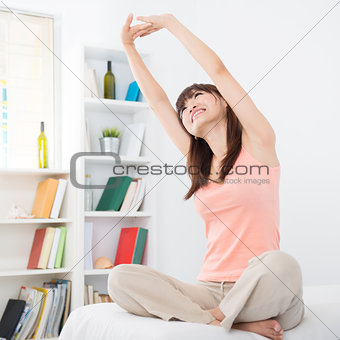 Asian girl stretching