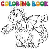 Coloring book with happy dragon