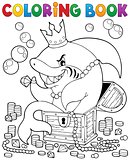 Coloring book with shark and treasure