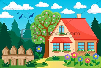 Garden and house theme background 3