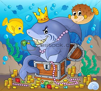 Shark with treasure theme image 2