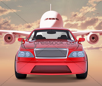 Image of red car with jet