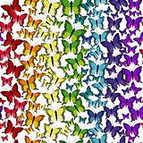 Seamless pattern with rainbow butterflies