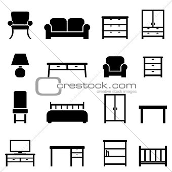 Home decor and furniture icons