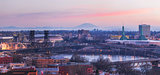 Portland Oregon Cityscape at Sunrise Panorama